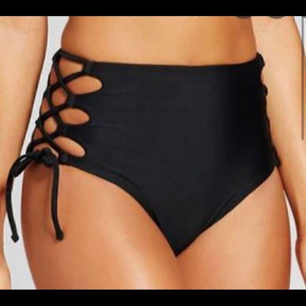 Xhilaration high waisted side tie black swim bottoms multiple sizes 20W/22W